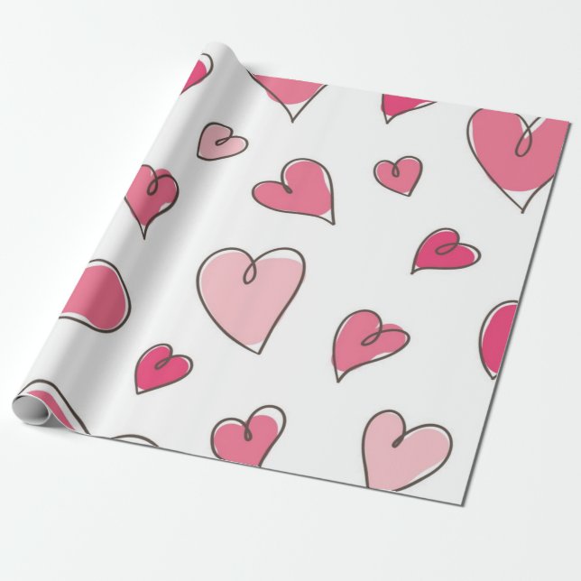 Papier Cadeau Motif de cœurs (Déroulé)