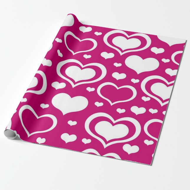 Papier Cadeau Motif de cœurs (Déroulé)