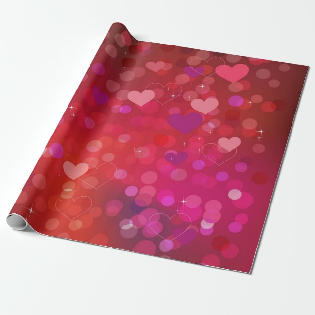 Papier Cadeau Motif de cœurs (Déroulé)