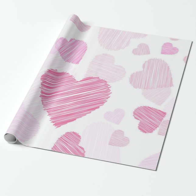 Papier Cadeau Motif de cœurs (Déroulé)