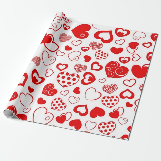 Papier Cadeau Motif de cœurs (Déroulé)