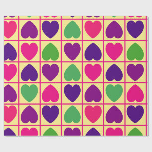 Papier Cadeau Motif de coeurs colorés