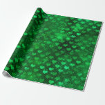 Papier Cadeau Motif de cœurs glamour vert émeraude<br><div class="desc">Papier d'emballage à motif de cœurs et de paillettes vert émeraude métallisé.</div>