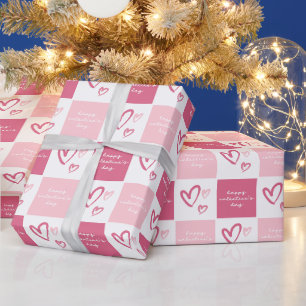 Papier Cadeau Motif de Coeurs roses Heureuses Saintes-Valentin m