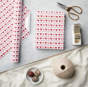 Papier Cadeau Motif de coeurs roses rouges pour la Saint-Valenti