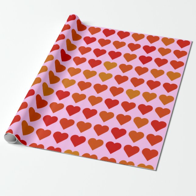Papier Cadeau Motif de cœurs rouges mignons (Déroulé)