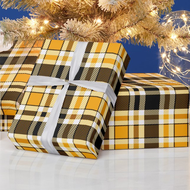 Papier Cadeau Motif de conception de tartan en flanelle jaune no (Créateur téléchargé)