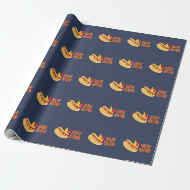 Papier Cadeau Motif de condiment de hot-dog (Déroulé)