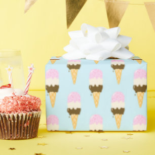 Papier Cadeau Motif de cône de glace napolitain