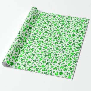 Papier Cadeau Motif de confettis Trèfles Irlandais Chanceux