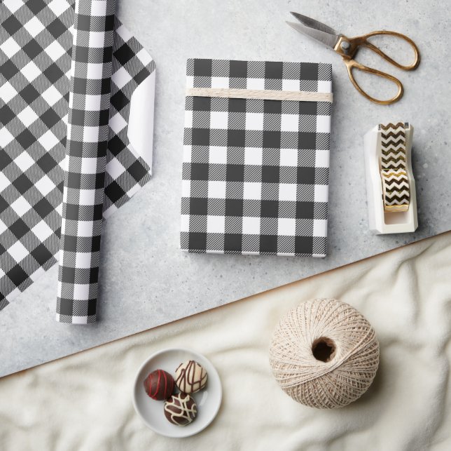 Papier Cadeau Motif de contrôle du bison noir (Artisanat)