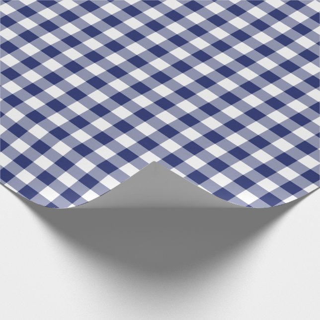 Papier Cadeau Motif de contrôles de guingan de bleu marine (Coin)