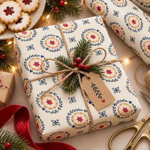 Papier Cadeau Motif de cookie de Noël scandinave 