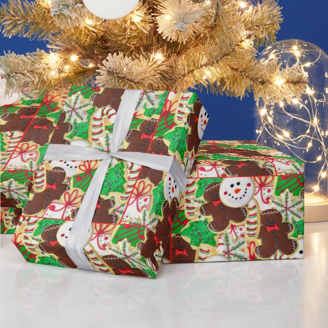 Papier Cadeau Motif de cookies de sucre de Noël (Vacances)