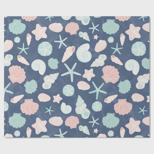 Papier Cadeau motif de coquillages (Plat)