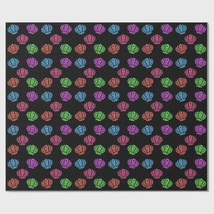 Papier Cadeau Motif de coquillages colorés