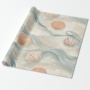 Papier Cadeau Motif de coquillages de maison de plage