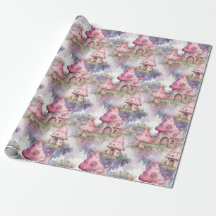 Papier Cadeau Motif de cottage champignon fantaisiste (4)