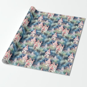 Papier Cadeau Motif de cottage champignon fantaisiste (8)