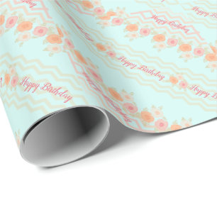 Papier Cadeau Motif de couleur rose Turquoise