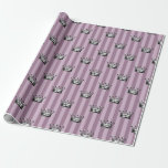 Papier Cadeau Motif de couronne vintage mauve et noir<br><div class="desc">Papier d'emballage à motif de couronnes et de rayures vintage sur le thème de Paris,  de couleur violet poussiéreux et noir.</div>
