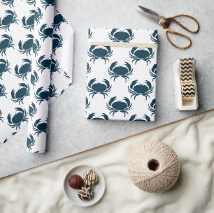Papier Cadeau Motif de crabe bleu marine