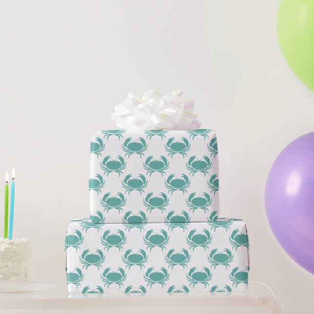 Papier Cadeau Motif de crabe Turquoise marin (Cadeaux de fête)