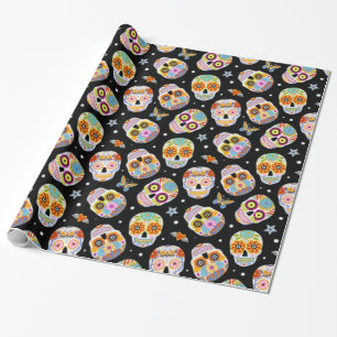 Papier Cadeau Motif de crâne de sucre