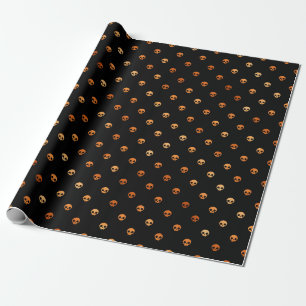 Papier Cadeau Motif de crâne noir et cuivre effrayant