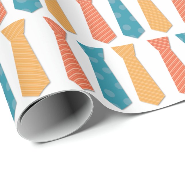 Papier Cadeau Motif de cravate coloré (Coin rond)
