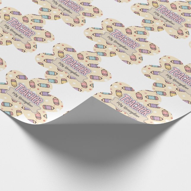 Papier Cadeau Motif de crayon d'appréciation de professeur migno (Coin)