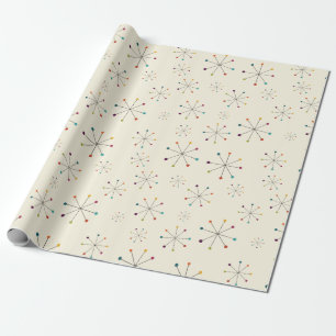 Papier Cadeau Motif de crème atomique moderne du milieu du siècl