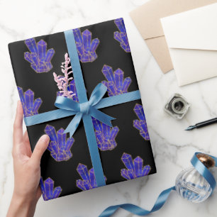 Papier Cadeau Motif de cristaux bleus
