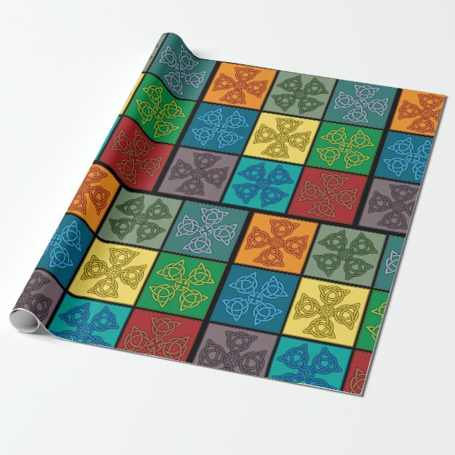 Papier Cadeau Motif de croix en nœud celtique Pop Art (Déroulé)