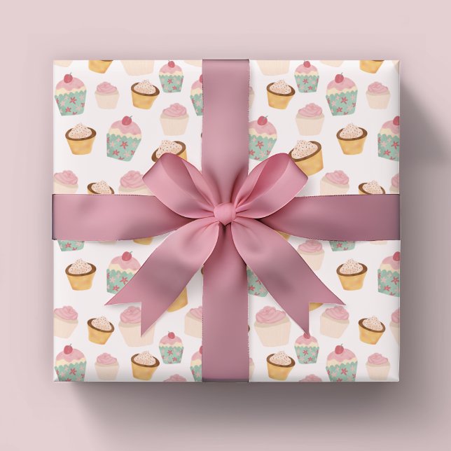 Papier Cadeau Motif de cupcake (Cute cupcake sweet treat themed wrapping paper rolls.)