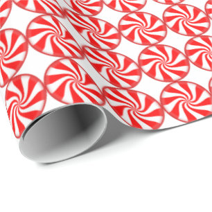 Papier Cadeau Motif de  de bonbons rouges et blancs