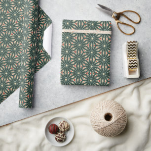 Papier Cadeau Motif de démarrage géométrique rétro en Crème, Rou