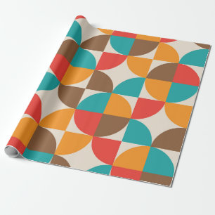 Papier Cadeau Motif de demi-cercles colorés du milieu du siècle