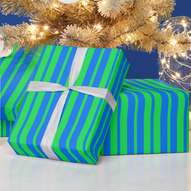 Papier Cadeau Motif de design de rayures élégantes bleu-vert  (Créateur téléchargé)