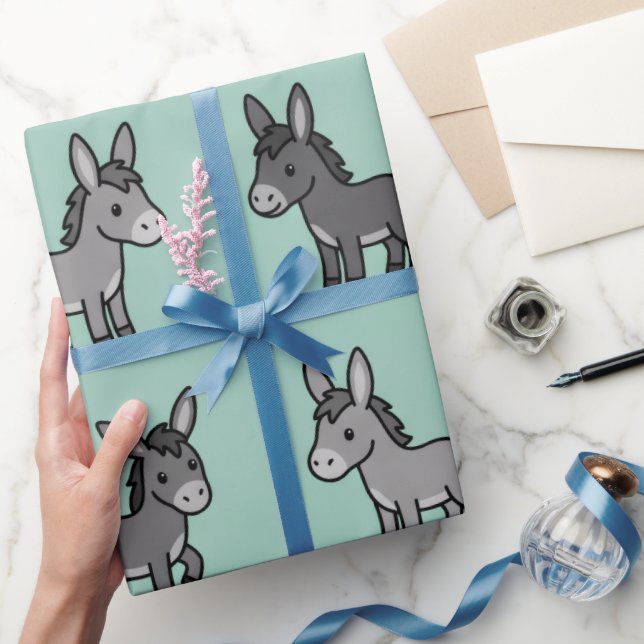 Papier Cadeau Motif de dessin animé d'âne mignon (Cadeaux)