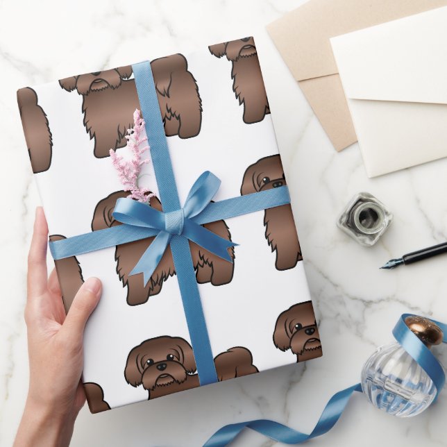 Papier Cadeau Motif de dessin de Chien Brown Shih Tzu Cute (Cadeaux)