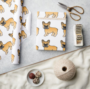 Papier Cadeau Motif de dessin de chien de taureau français
