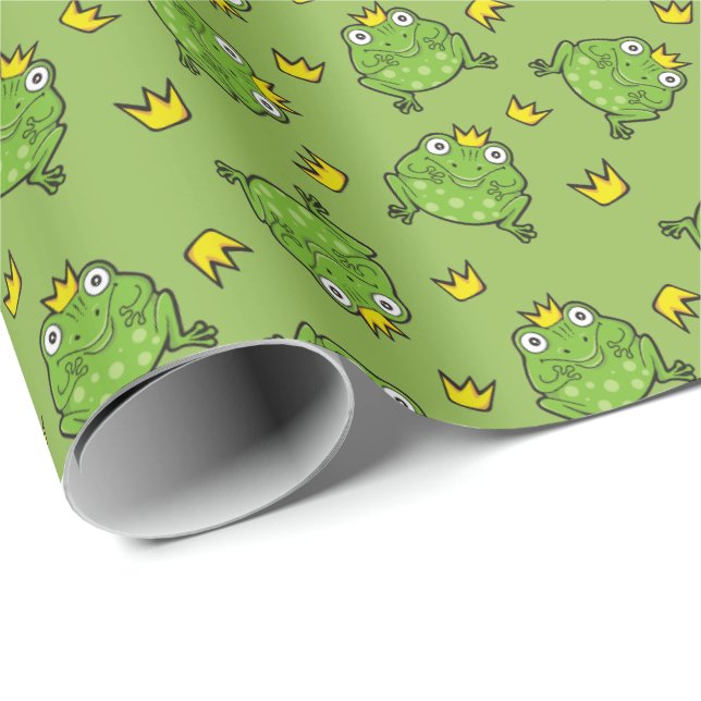 Papier Cadeau Motif de dessin de grenouille (Coin rond)