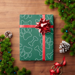 Papier Cadeau Motif de dessin de patte de chien et d'os personna