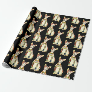 Papier Cadeau Motif de dessin humoristique de chat Sphynx Black
