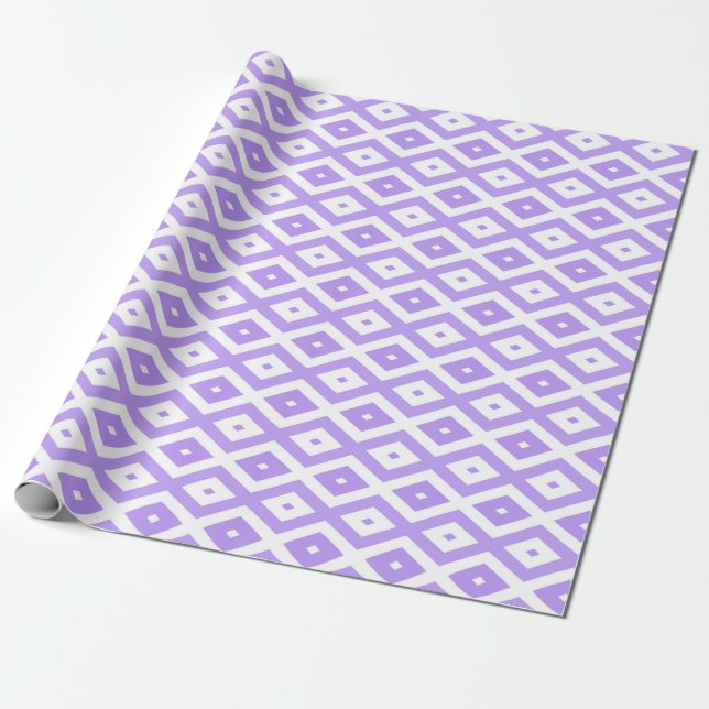 Papier Cadeau Motif de diamants violet et blanc (Déroulé)