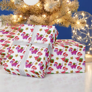 Papier Cadeau motif de dinosaure carrelé de Noël