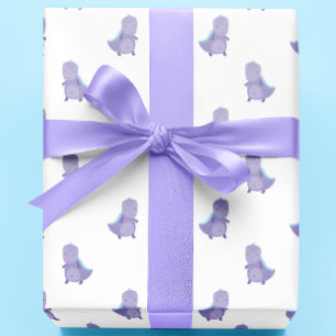 Papier Cadeau Motif de dinosaure de bébé bleu violet