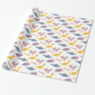 Papier Cadeau Motif de dinosaure mignon et coloré pour les enfan