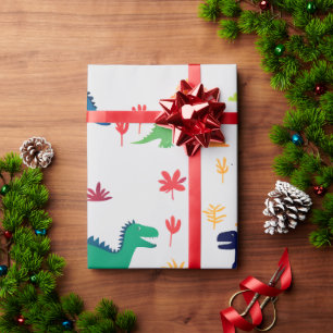Papier Cadeau Motif de dinosaures colorés mignons